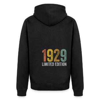 Jahrgang 1929 Limited Edition Geburtstag - Unisex Premium Bio Zip Hoodie - Schwarz - Hinten - Nico (187cm)