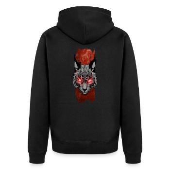 Stealthy Sovereign: Lynx in the Shadows - Unisex Premium Organic Zip Hoodie - black - Back - Nico (187cm)