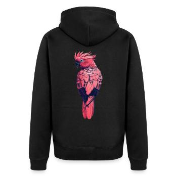 Papagei retro vintage pink - Unisex Premium Bio Zip Hoodie - Schwarz - Hinten - Nico (187cm)