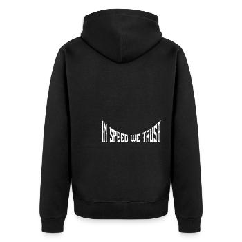 En vitesse, nous avons confiance - Veste à capuche bio Premium Unisexe - noir - Dos - Nico (187cm)