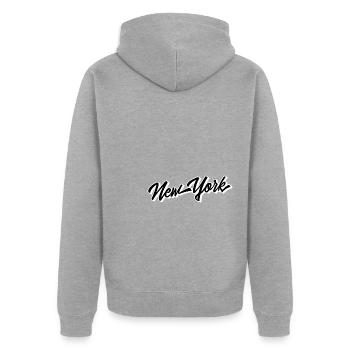 New York - Unisex Premium Bio Zip Hoodie - Grau meliert - Hinten - Nico (187cm)