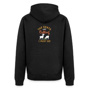 Meine Ziegen rufen | Goats are calling - Unisex Premium Bio Zip Hoodie - Schwarz - Hinten - Nico (187cm)