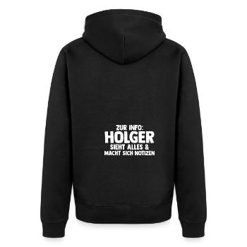 Holger - Unisex Premium Bio Zip Hoodie - Schwarz - Hinten - Nico (187cm)