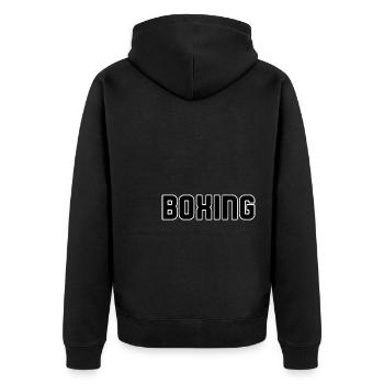 Boxing - Unisex Premium Bio Zip Hoodie - Schwarz - Hinten - Nico (187cm)