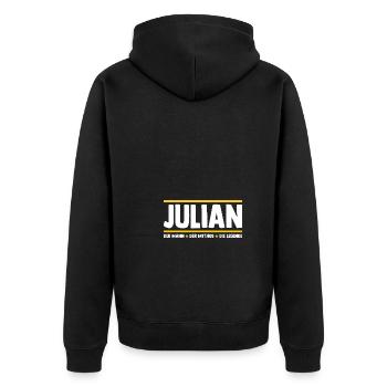 Julian - Unisex Premium Bio Zip Hoodie - Schwarz - Hinten - Nico (187cm)