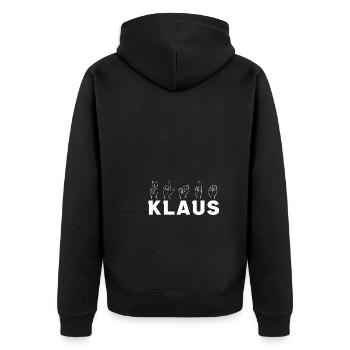 Langue des signes Klaus - Veste à capuche bio Premium Unisexe - noir - Dos - Nico (187cm)