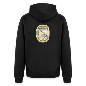 Window flight over cloud streaks - Unisex Premium Organic Zip Hoodie - black - Back - Nico (187cm)