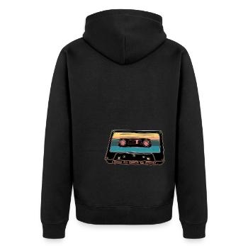 Kassette Vintage 80's - Unisex Premium Bio Zip Hoodie - Schwarz - Hinten - Nico (187cm)