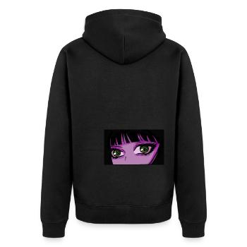 Anime Augen Manga Eyes - Unisex Premium Bio Zip Hoodie - Schwarz - Hinten - Nico (187cm)