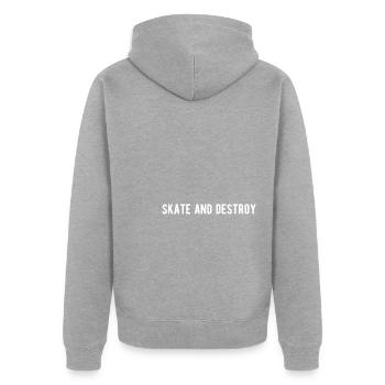 Skate and destroy - Unisex Premium Organic Zip Hoodie - heather grey - Back - Nico (187cm)