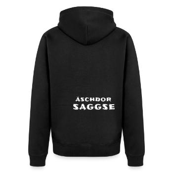 Äschdor Saggse Echter Sachse - Unisex Premium Bio Zip Hoodie - Schwarz - Hinten - Nico (187cm)