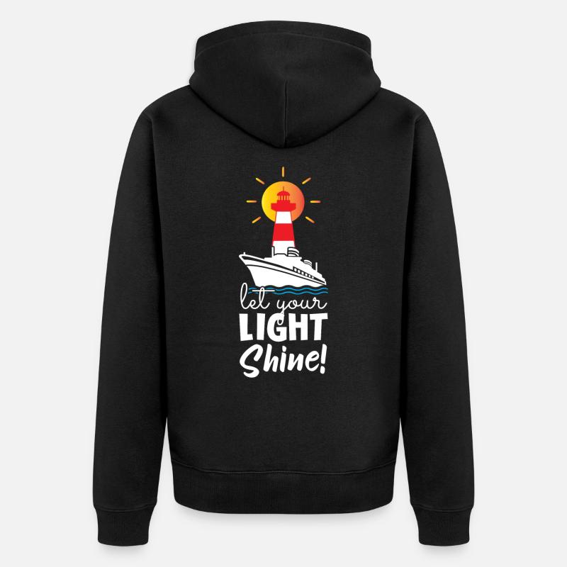 Let Your Light Shine Lighthouse - Unisex Premium Bio Zip Hoodie - Schwarz