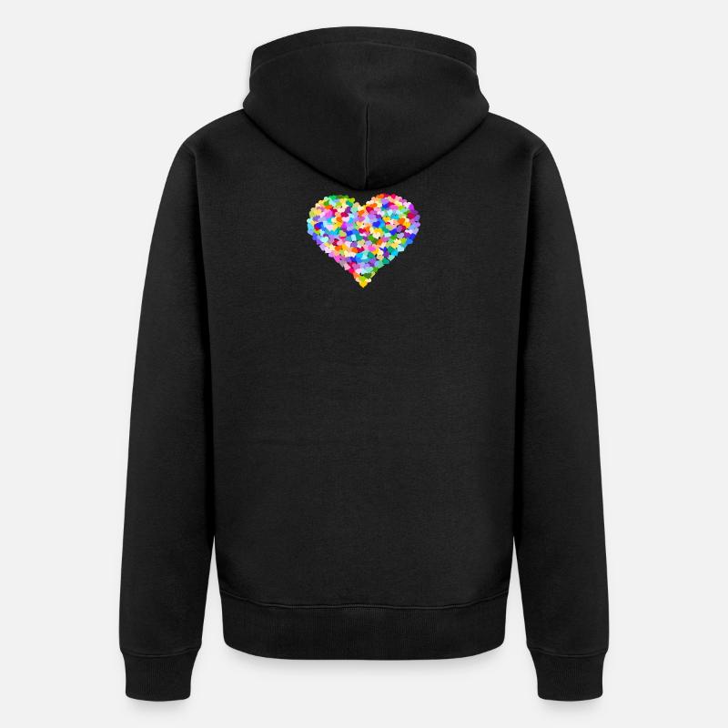Regenbogen Herz der Herzen - Unisex Premium Bio Zip Hoodie - Schwarz