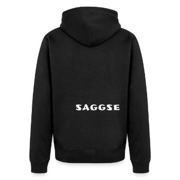 Saggse Sachse Sächsisch - Unisex Premium Bio Zip Hoodie - Schwarz - Hinten - Nico (187cm)