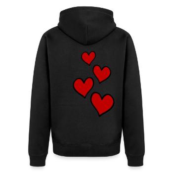 Hearts Love Symbol - Unisex Premium Organic Zip Hoodie - black - Back - Nico (187cm)
