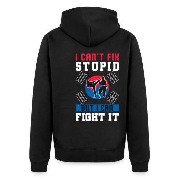 TKD Korean Martial Arts Tae Kwon - Unisex Premium Bio Zip Hoodie - Schwarz - Hinten - Nico (187cm)