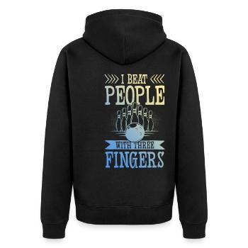 Bowling funny saying - Unisex Premium Organic Zip Hoodie - black - Back - Nico (187cm)