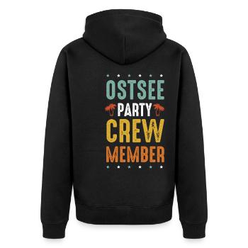 Ostsee Party Crew - Unisex Premium Bio Zip Hoodie - Schwarz - Hinten - Nico (187cm)