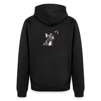 French Bulldog Nature Motif Gift - Unisex Premium Organic Zip Hoodie - black - Back - Nico (187cm)