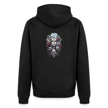 Gothic Rose Queen Illustration Graphic Beauty - Unisex Premium Organic Zip Hoodie - black - Back - Nico (187cm)