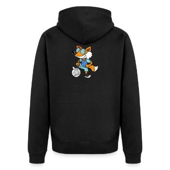 Retro Vintage Grunge Style Fussball Fuchs - Unisex Premium Bio Zip Hoodie - Schwarz - Hinten - Nico (187cm)