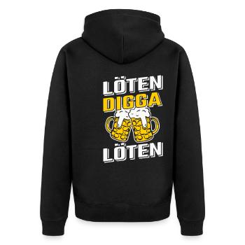 Löten Digga Löten Bier Saufen Party - Unisex Premium Bio Zip Hoodie - Schwarz - Hinten - Nico (187cm)