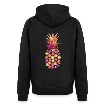 Ananas tropische hawaiianische Frucht - Unisex Premium Bio Zip Hoodie - Schwarz - Hinten - Nico (187cm)