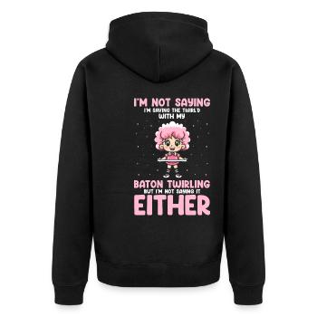 Gymnastik Design für Taktstock drehen - Unisex Premium Bio Zip Hoodie - Schwarz - Hinten - Nico (187cm)