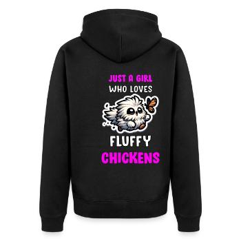 Juste une fille qui aime les poulets moelleux Soyeux - Veste à capuche bio Premium Unisexe - noir - Dos - Nico (187cm)