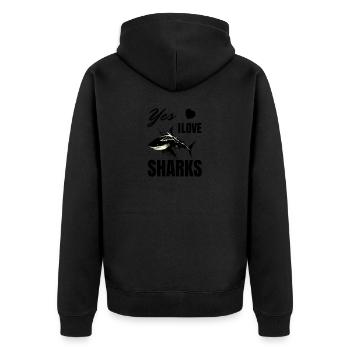I Love Sharks - Funny Shark Motif for Shark Fans - Unisex Premium Organic Zip Hoodie - black - Back - Nico (187cm)