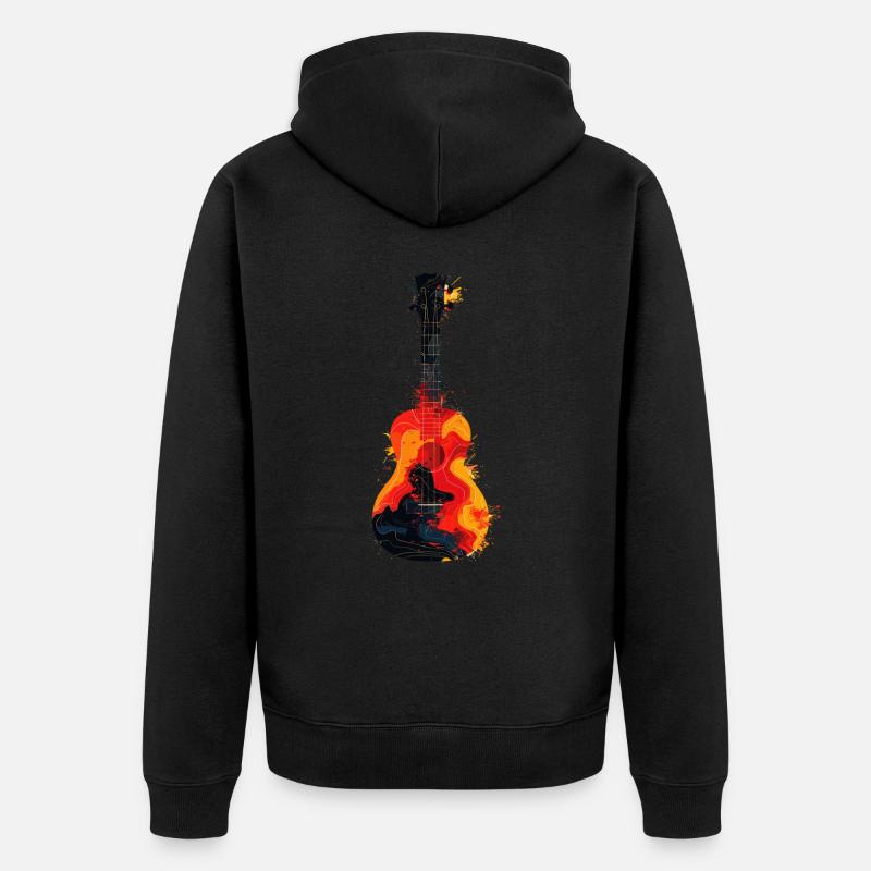 Ukulele Farbklecks - Unisex Premium Bio Zip Hoodie - Schwarz