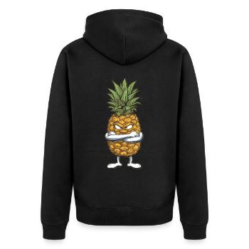 Ananas - Unisex Premium Bio Zip Hoodie - Schwarz - Hinten - Nico (187cm)