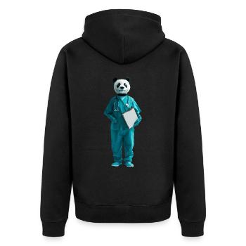 Panda - Unisex Premium Bio Zip Hoodie - Schwarz - Hinten - Nico (187cm)