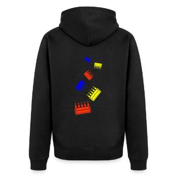 Bierflasche Kiste - Unisex Premium Bio Zip Hoodie - Schwarz - Hinten - Nico (187cm)
