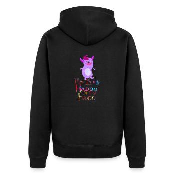 Angry Gesicht Gesicht Cartoon glückliches Gesicht Cartoon - Unisex Premium Bio Zip Hoodie - Schwarz - Hinten - Nico (187cm)