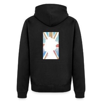 QUEEN ELIZABETH UK FLAG UNION JACK KINGDOM HEAVEN - Unisex Premium Bio Zip Hoodie - Schwarz - Hinten - Nico (187cm)