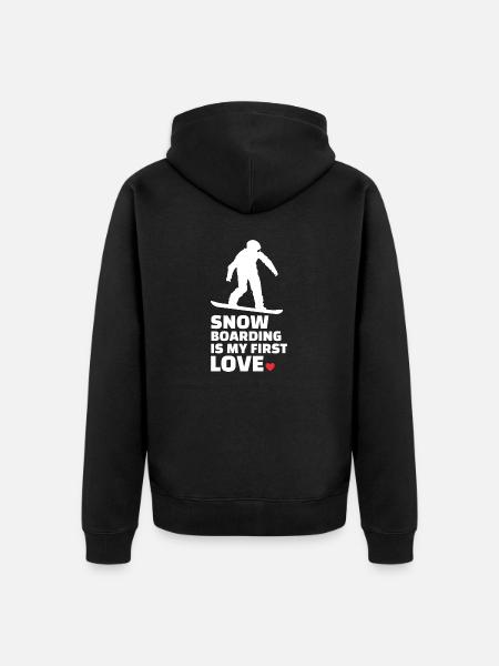 I love snowboarding stylish - Unisex Premium Organic Zip Hoodie - black
