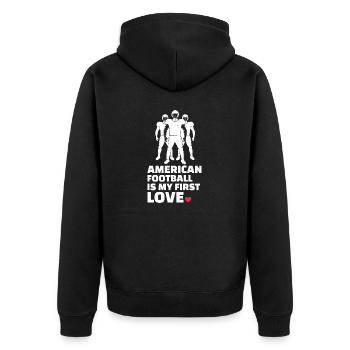 J’adore le football américain élégant - Veste à capuche bio Premium Unisexe - noir - Dos - Nico (187cm)