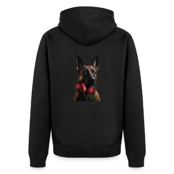Malinois Valentins Tag - Unisex Premium Bio Zip Hoodie - Schwarz - Hinten - Nico (187cm)