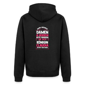 Claudia - Unisex Premium Bio Zip Hoodie - Schwarz - Hinten - Nico (187cm)