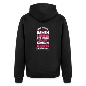 Jennifer - Unisex Premium Bio Zip Hoodie - Schwarz - Hinten - Nico (187cm)
