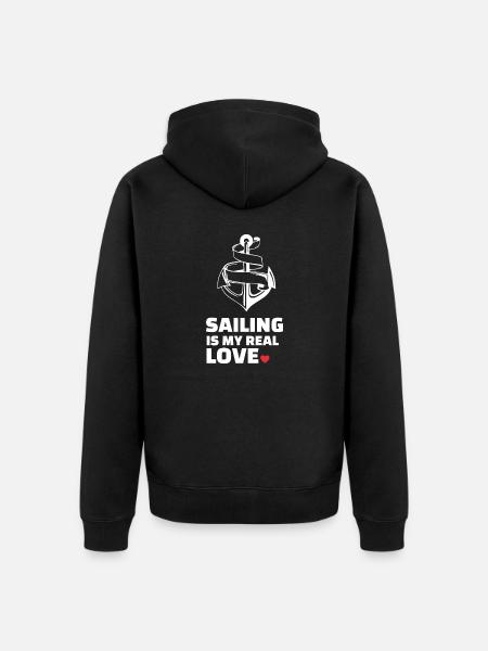 I love sailing - Unisex Premium Organic Zip Hoodie - black