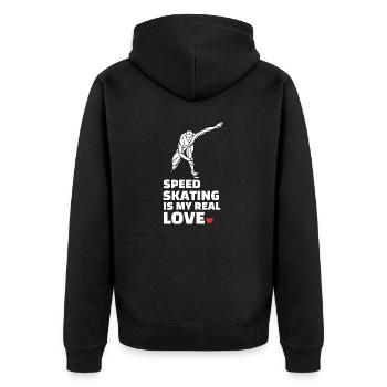 Ich Liebe Speed Skating - Unisex Premium Bio Zip Hoodie - Schwarz - Hinten - Nico (187cm)