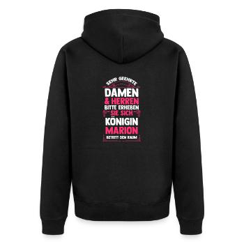 Marion - Unisex Premium Bio Zip Hoodie - Schwarz - Hinten - Nico (187cm)