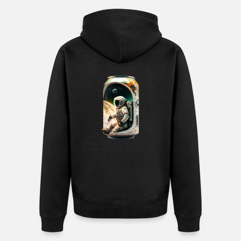 Coole Bierdose mit Astronaut - Unisex Premium Bio Zip Hoodie - Schwarz