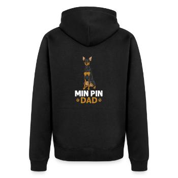 Miniature Pinscher Rehpinscher Min Pin Dog - Unisex Premium Organic Zip Hoodie - black - Back - Nico (187cm)