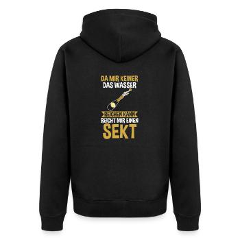 Da mir keiner das Wasser reichen kann reicht mir e - Unisex Premium Bio Zip Hoodie - Schwarz - Hinten - Nico (187cm)