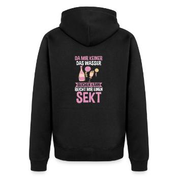 Da mir keiner das Wasser reichen kann reicht mir e - Unisex Premium Bio Zip Hoodie - Schwarz - Hinten - Nico (187cm)