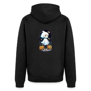 Halloween - Little Ghost Pumpkin Manga - Unisex Premium Organic Zip Hoodie - black - Back - Nico (187cm)