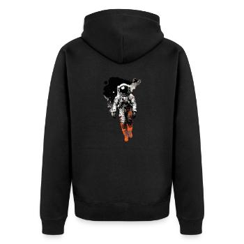 Astronaut - Unisex Premium Bio Zip Hoodie - Schwarz - Hinten - Nico (187cm)